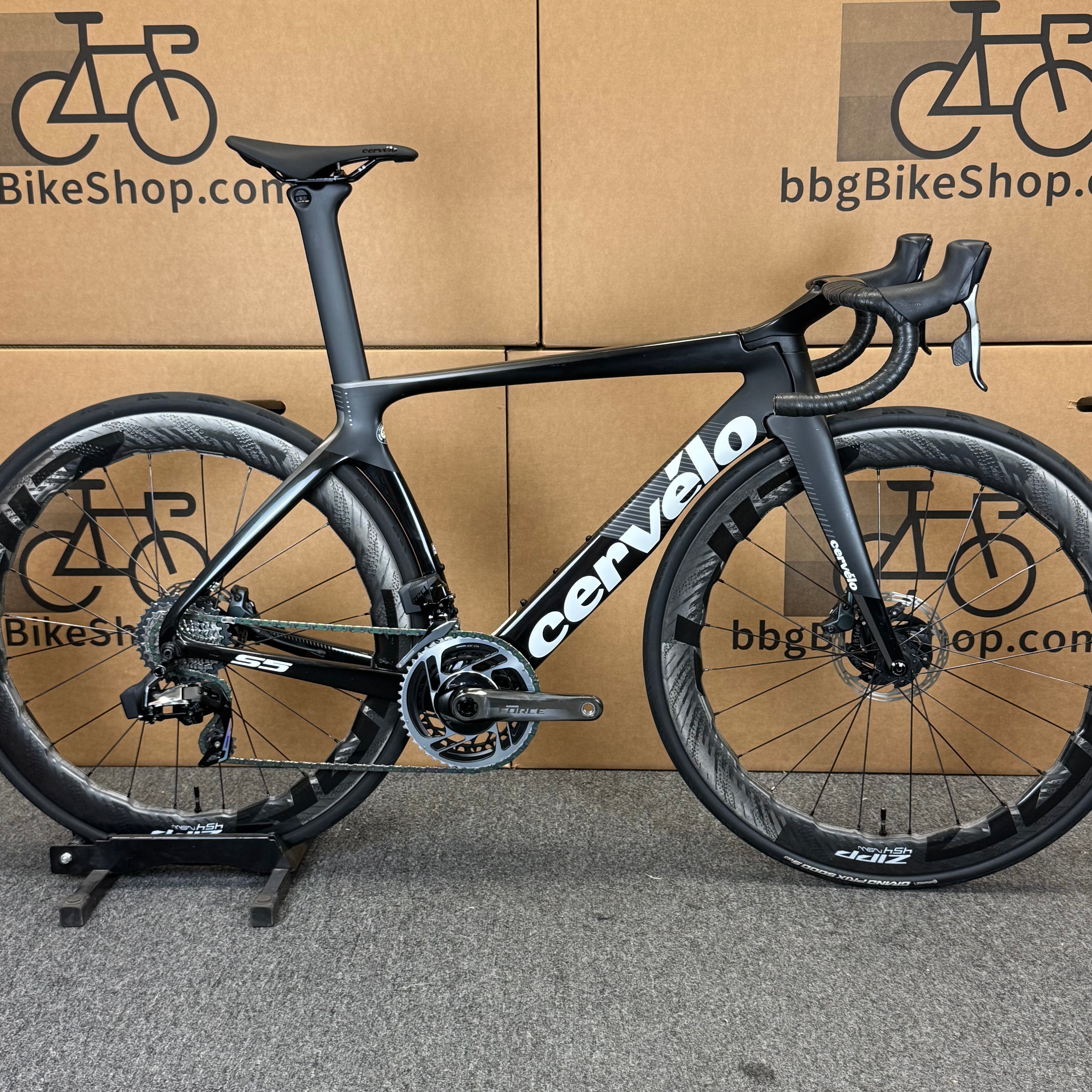 Used Cervelo S5, Zipp 404 NSW, Sram AXS Power Meter, Carbon