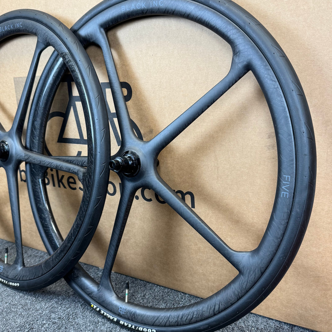 Used Black Inc FIVE, Road Carbon Fiber Wheelset 700c, Sram XDR, 1,380g
