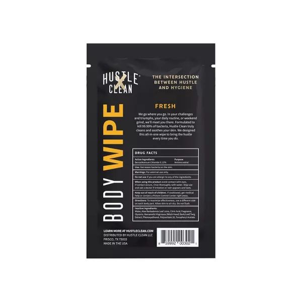 Hustle Clean Body Wipe 10pk Fresh Scent
