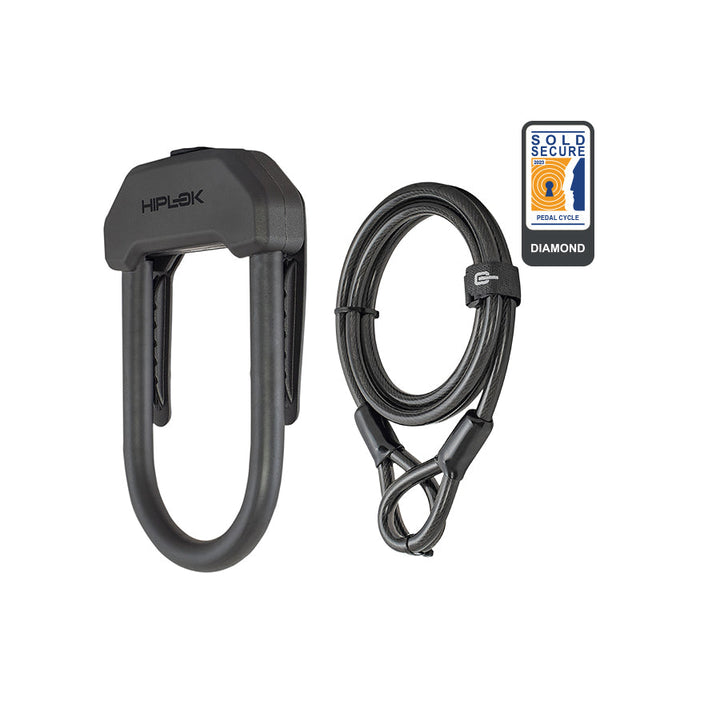 Hiplok DX Plus - U-lock with 2m Cable Black