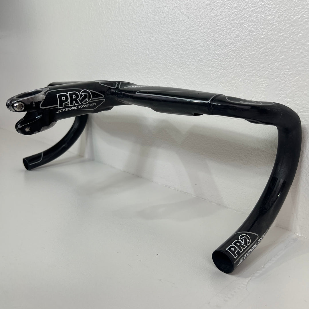 Used Shimano PRO Stealth Evo Carbon Fiber Integrated Handlebar, 112 mm, 42cm, 391g