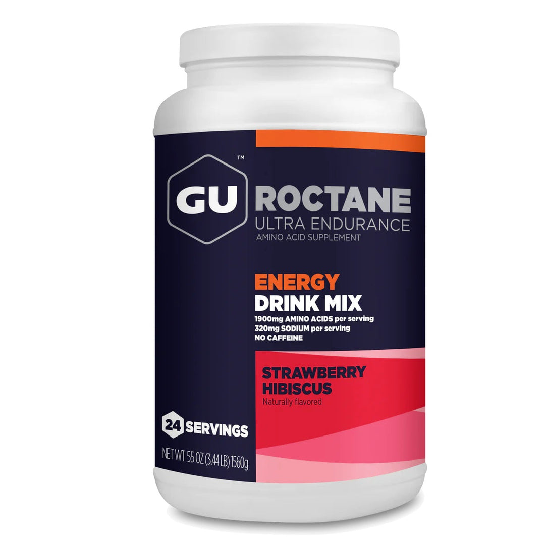 GU Roctane Energy Drink Mix 24 Serving Can Strawberry Hibiscus