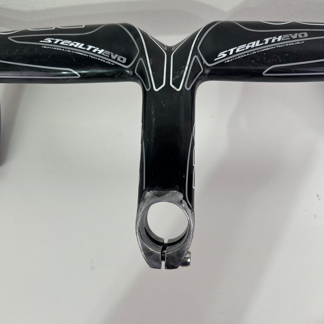 Used Shimano PRO Stealth Evo Carbon Fiber Integrated Handlebar, 112 mm, 42cm, 391g