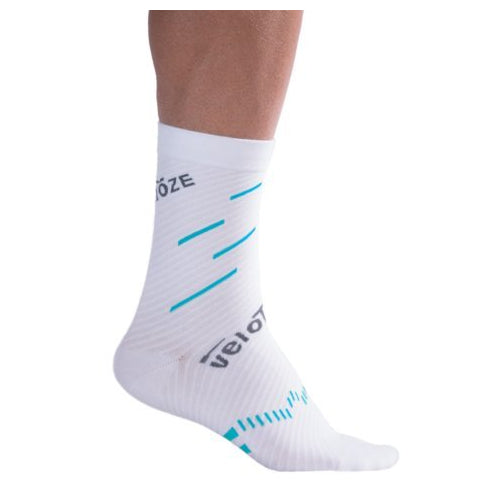 VeloToze Active Compression Coolmax Sock White/Blue - L/XL