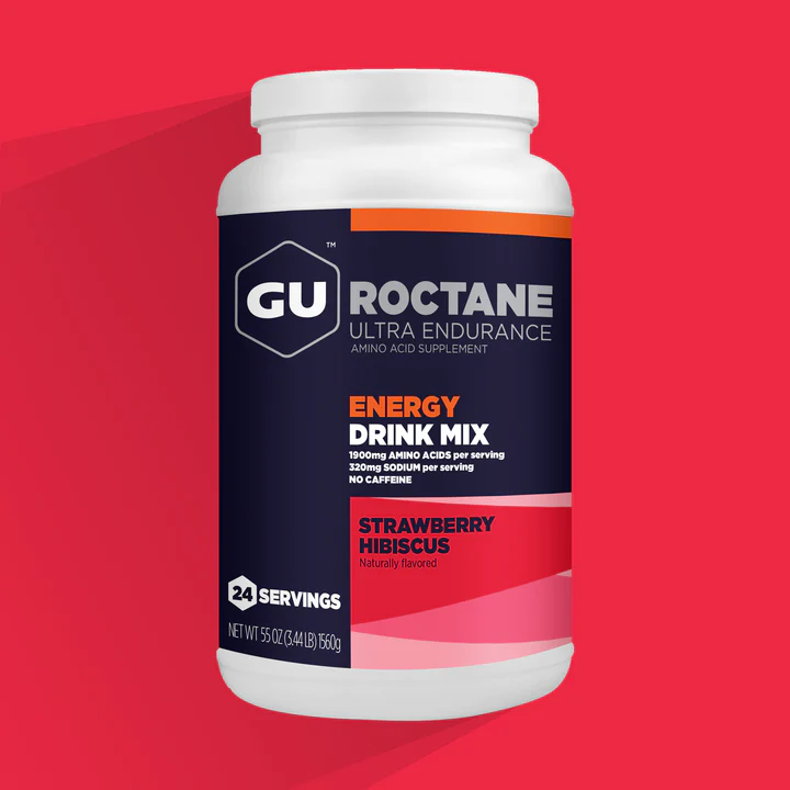 GU Roctane Energy Drink Mix 24 Serving Can Strawberry Hibiscus