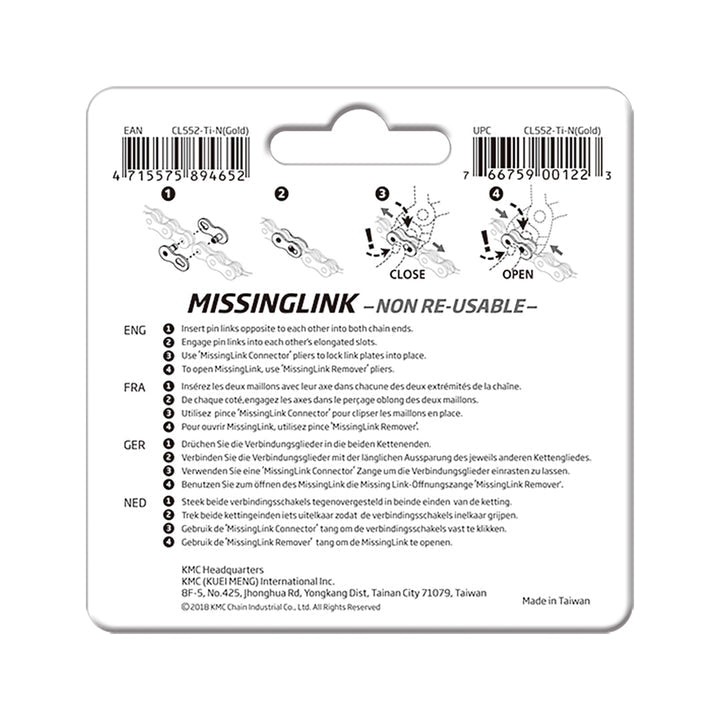 KMC MissingLink 12 Silver, 2 Pairs/Card