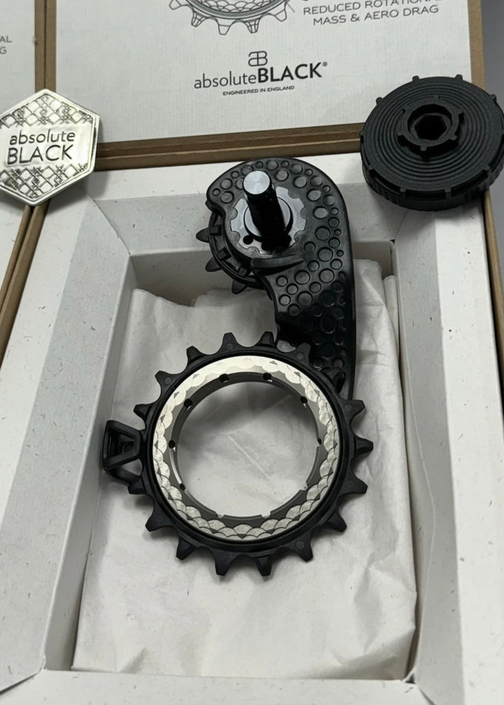 absoluteBLACK HOLLOWcage Oversized Derailleur Pulley Cage - For Shimano 9100 / 8000, Full Ceramic Bearings, Carbon Cage