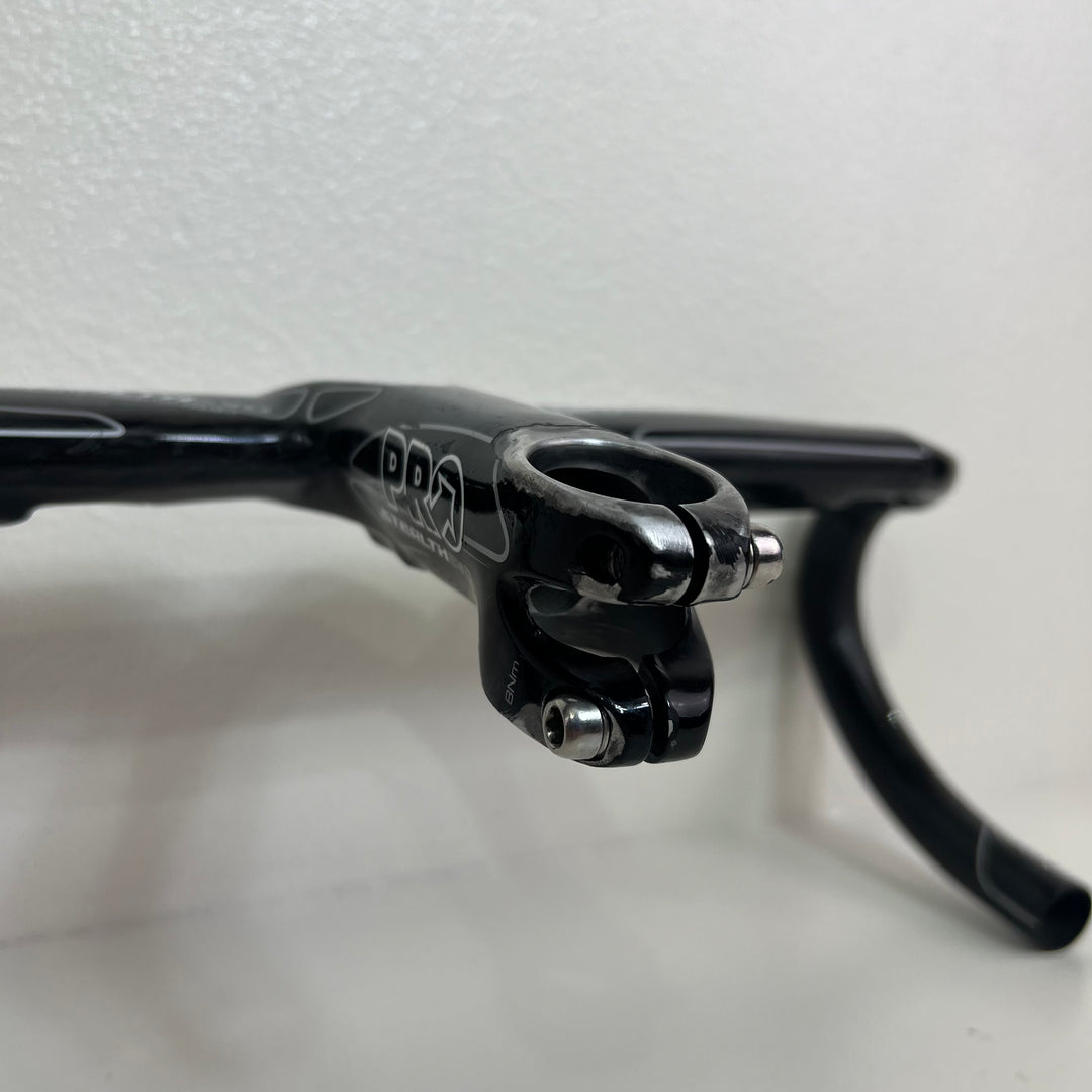 Used Shimano PRO Stealth Evo Carbon Fiber Integrated Handlebar, 112 mm, 42cm, 391g