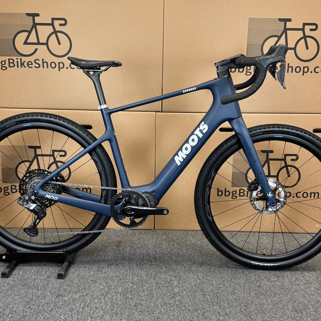 carbon gravel e bike Demo, Moots Express, Carbon Gravel E-Bike, 28mph, Deore XT Di2, 2024, Large