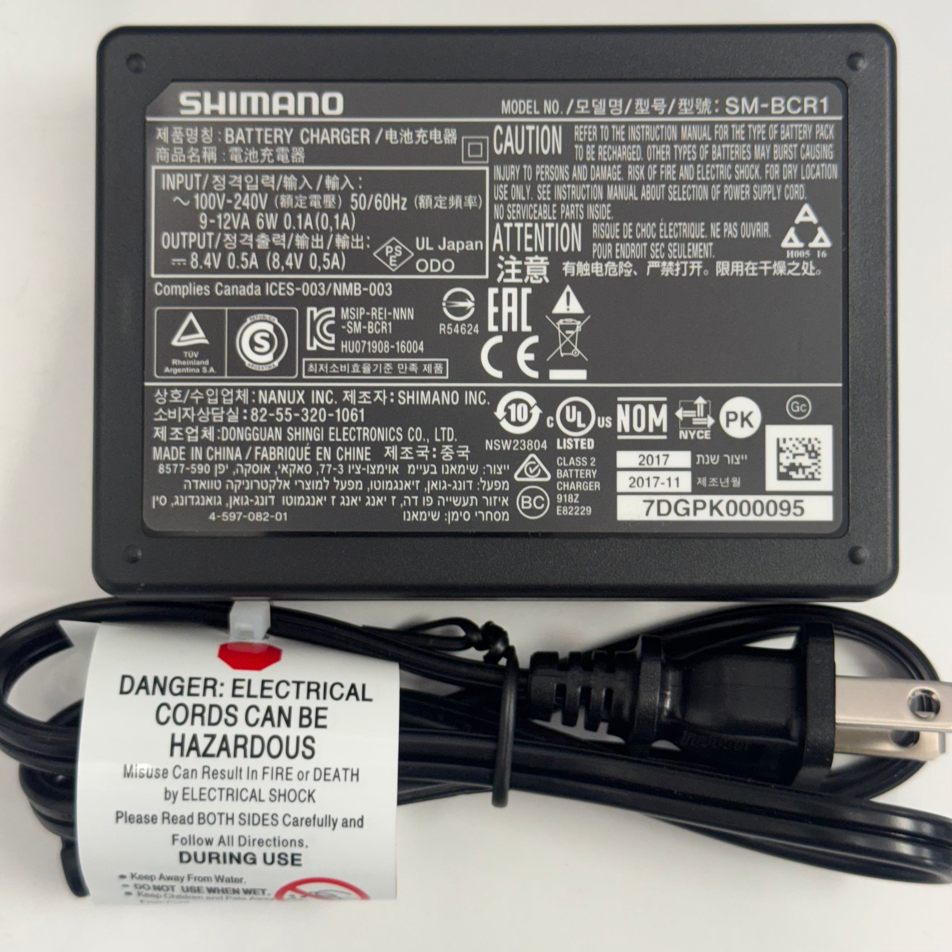 Shimano SM-BCR1 Battery Charger & Cable for SM-BTR1 Battery Dura