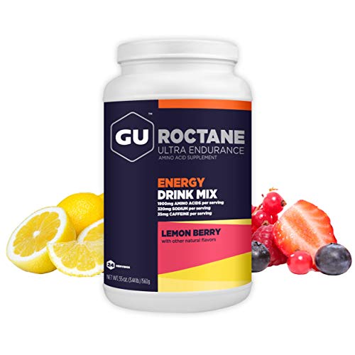 GU Roctane Energy Drink Mix 24 Serving Can Lemon Berry