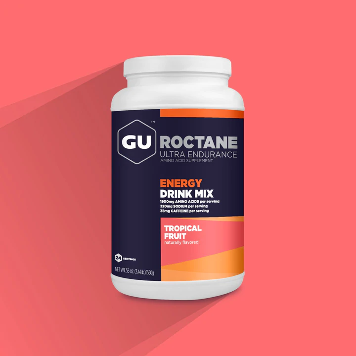 GU Roctane Energy Drink Mix 24 Serving Can Tropical Fruit