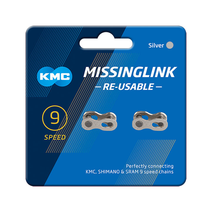 KMC MissingLink CL559R Connector - 9 Speed, Reusable, Silver, 2 Pairs/Card