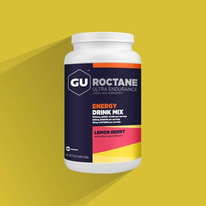 GU Roctane Energy Drink Mix 24 Serving Can Lemon Berry