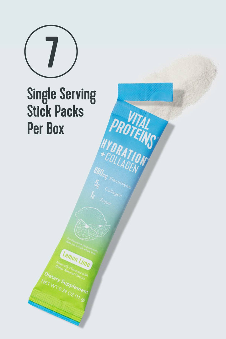 Vital Proteins Hydration + Collagen Lemon Lime Stick Pack Box 7ct