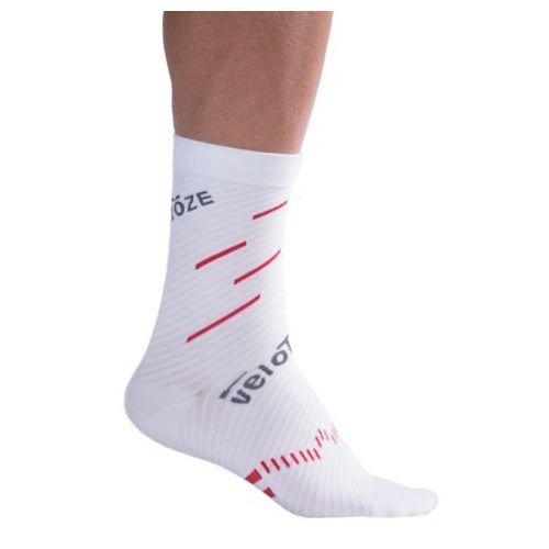 VeloToze Active Compression Coolmax Sock White/Red - S/M