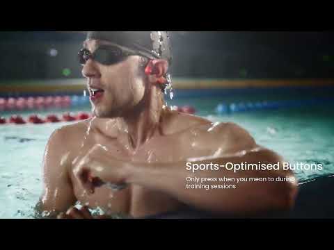 SHOKZ OpenSwim Pro Red, MP3 Wireless Hybrid Sports Headphones Waterproof