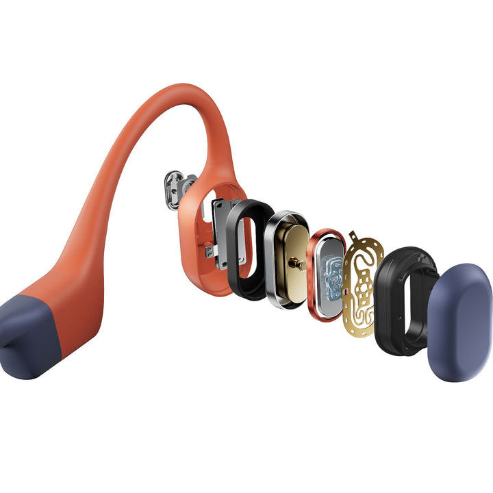 SHOKZ OpenSwim Pro Red, MP3 Wireless Hybrid Sports Headphones Waterproof