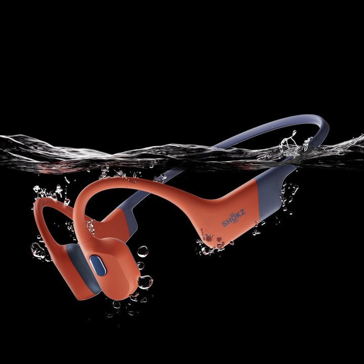 SHOKZ OpenSwim Pro Red, MP3 Wireless Hybrid Sports Headphones Waterproof